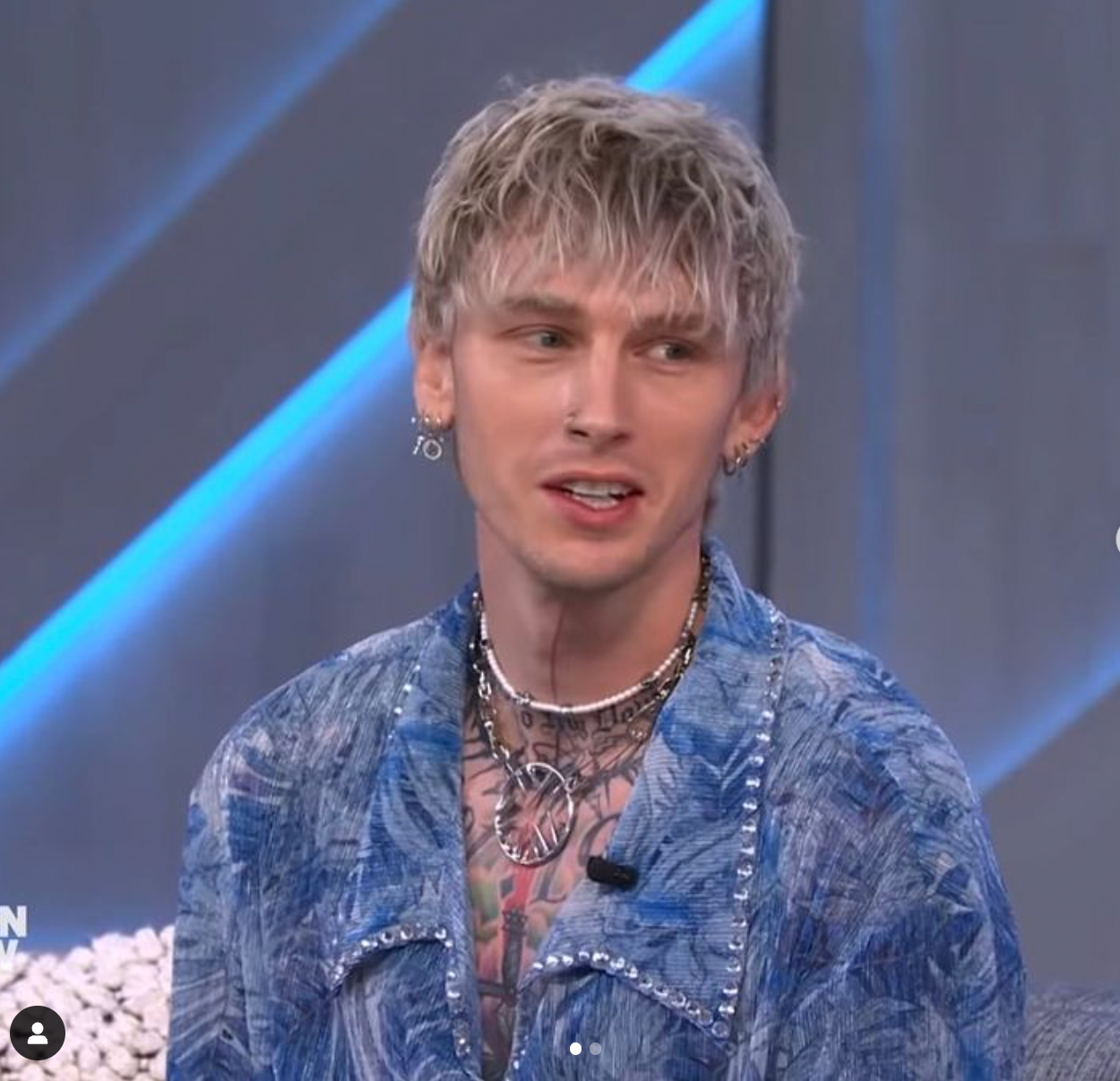 Machine Gun Kelly Wearing the Iron Maiden and Radial Spike Earring for Kelly Clarkston
