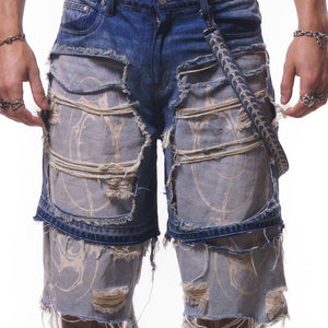 DOUBLE LAYER DENIM LONG SHORTS ( WASHED BLUE ) *PREORDER*