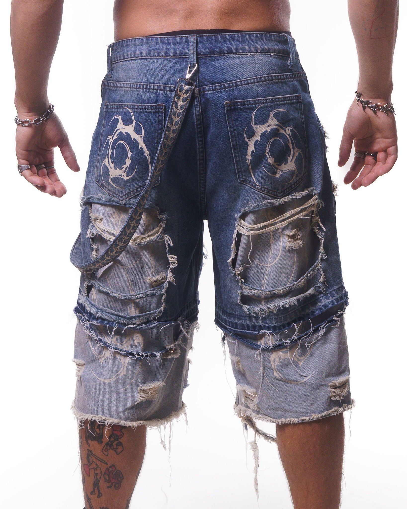 DOUBLE LAYER DENIM LONG SHORTS ( WASHED BLUE ) *PREORDER*