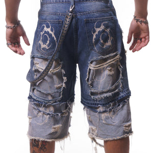 DOUBLE LAYER DENIM LONG SHORTS ( WASHED BLUE ) *PREORDER*