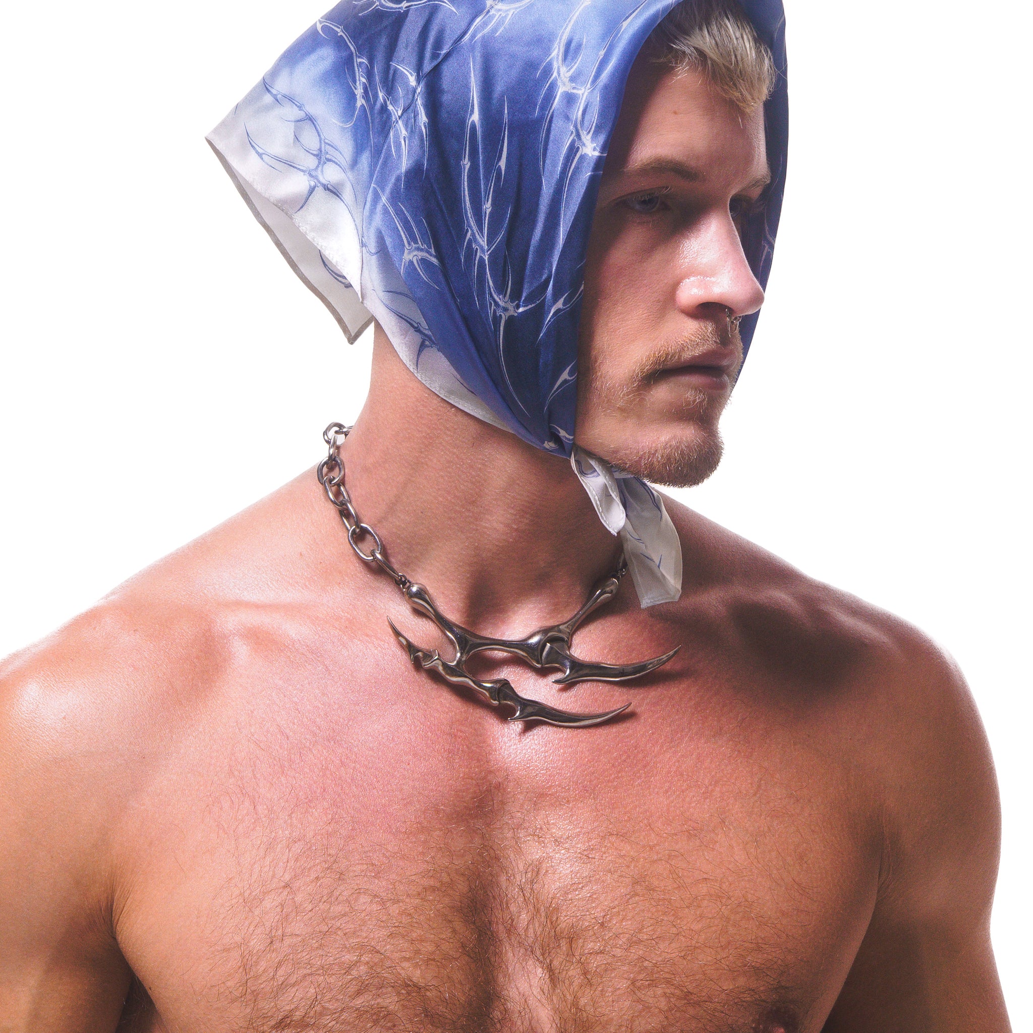 VOID SPIRAL SILK BANDANA ( DEEP BLUE )
