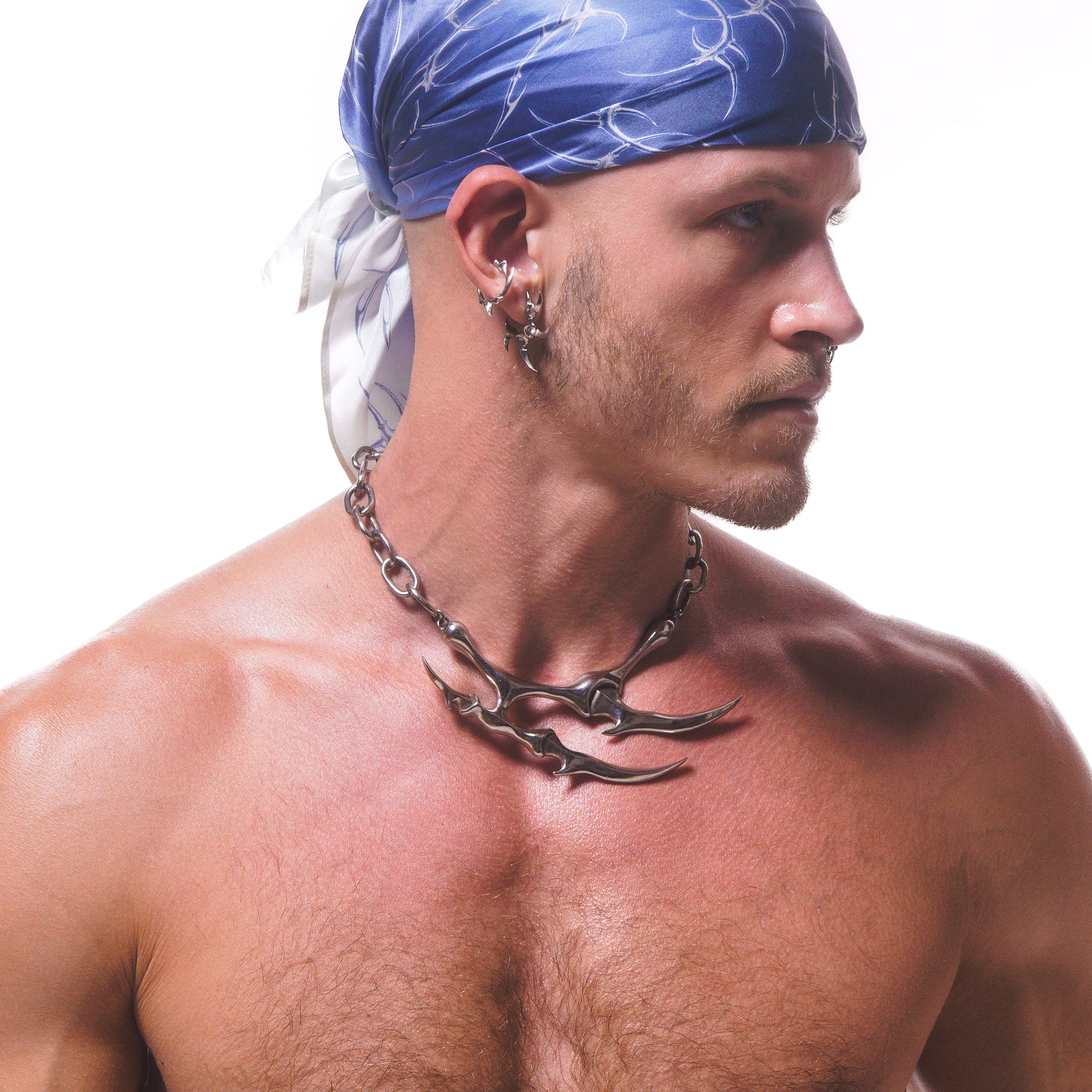 VOID SPIRAL SILK BANDANA ( DEEP BLUE )