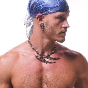 VOID SPIRAL SILK BANDANA ( DEEP BLUE )