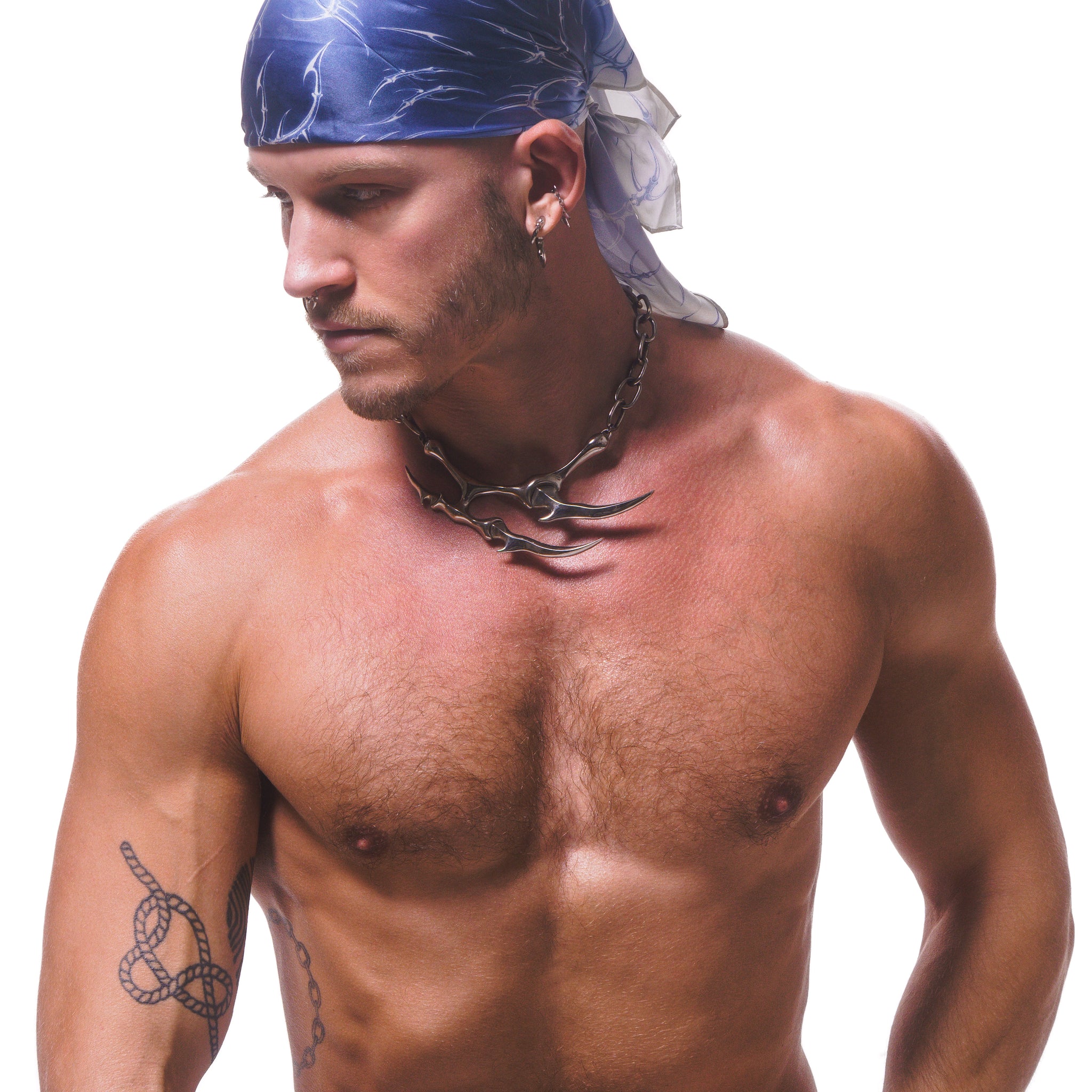 VOID SPIRAL SILK BANDANA ( DEEP BLUE )