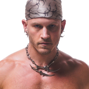 VOID SPIRAL SILK BANDANA ( BONE BLACK )