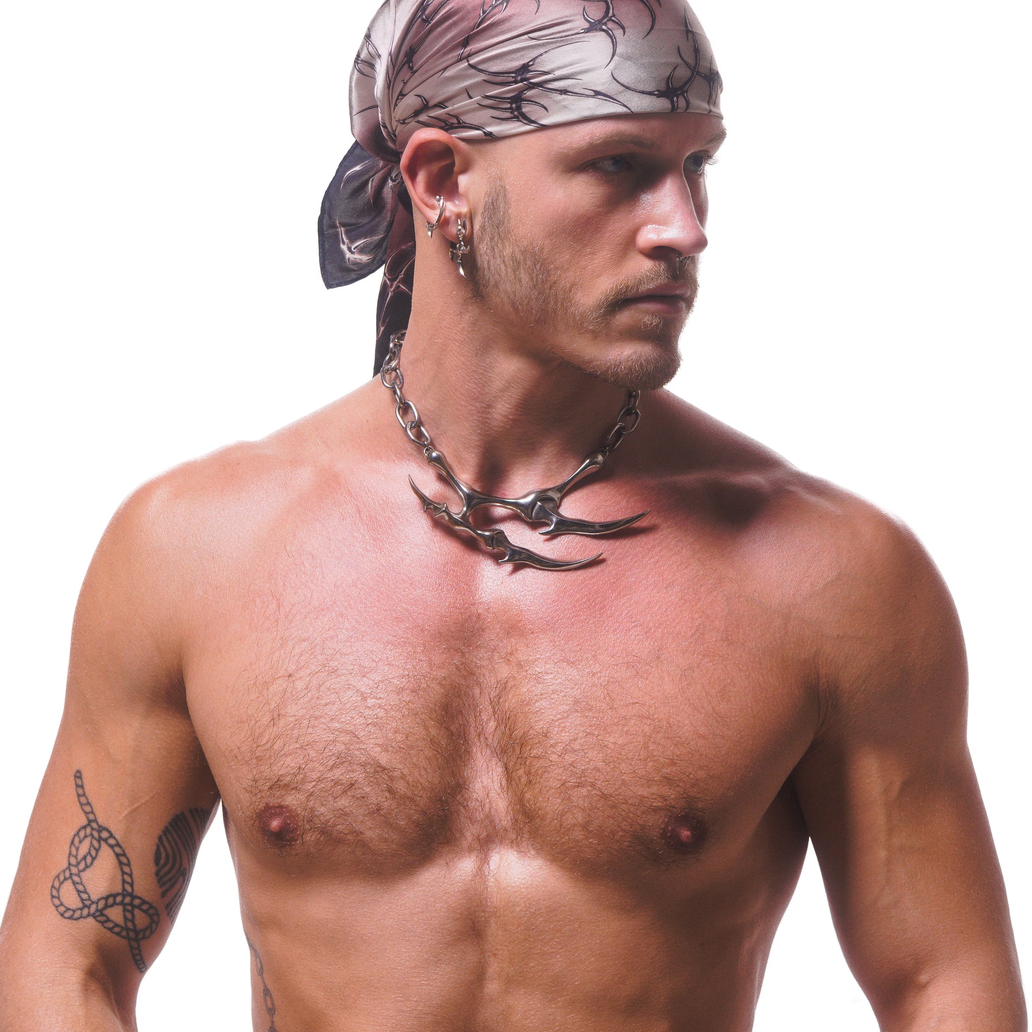 VOID SPIRAL SILK BANDANA ( MAROON BLACK )