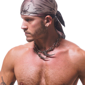 VOID SPIRAL SILK BANDANA ( MAROON BLACK )