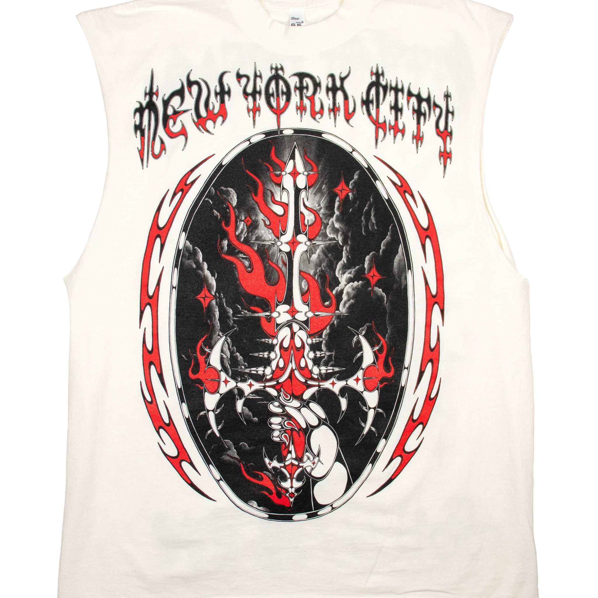 SLAYED IN NYC MUSCLE SHIRT ( OFF WHITE / RED INK )