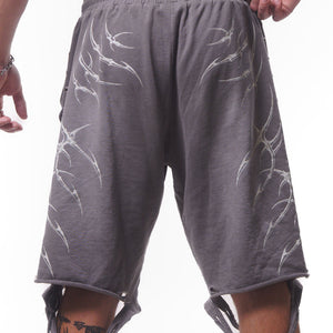 LACED WING SHORTS ( WASHED GREY )