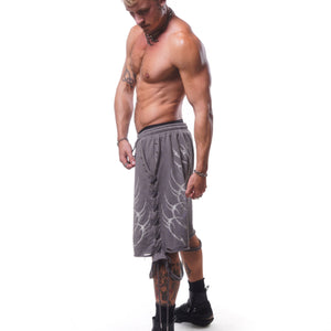 LACED WING SHORTS ( WASHED GREY )