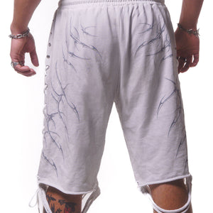 LACED WING SHORTS ( ASHED WHITE )