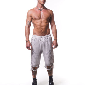 LACED WING SHORTS ( ASHED WHITE )
