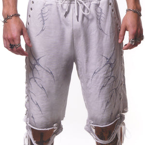 LACED WING SHORTS ( ASHED WHITE )