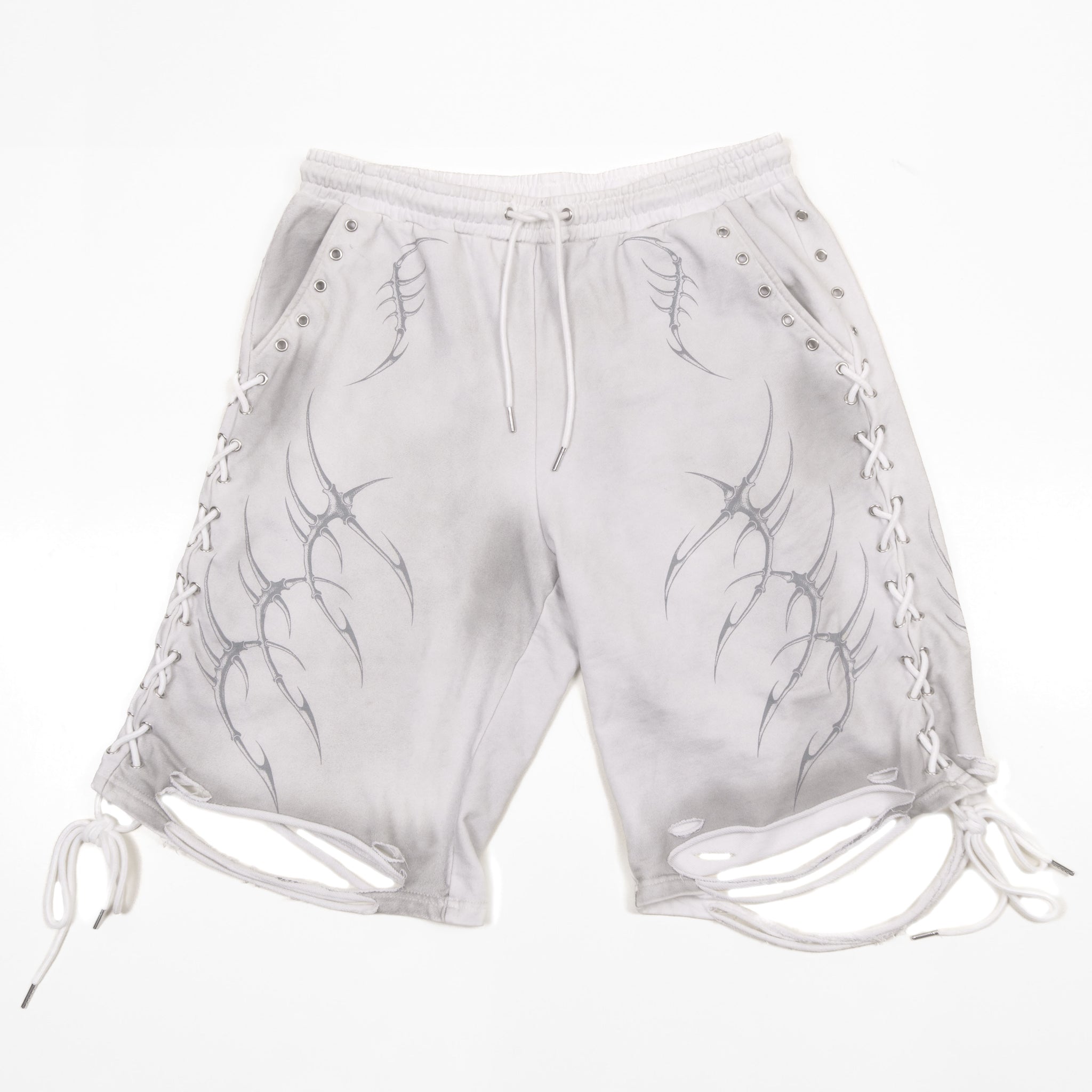 LACED WING SHORTS ( ASHED WHITE )