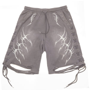 LACED WING SHORTS ( WASHED GREY )