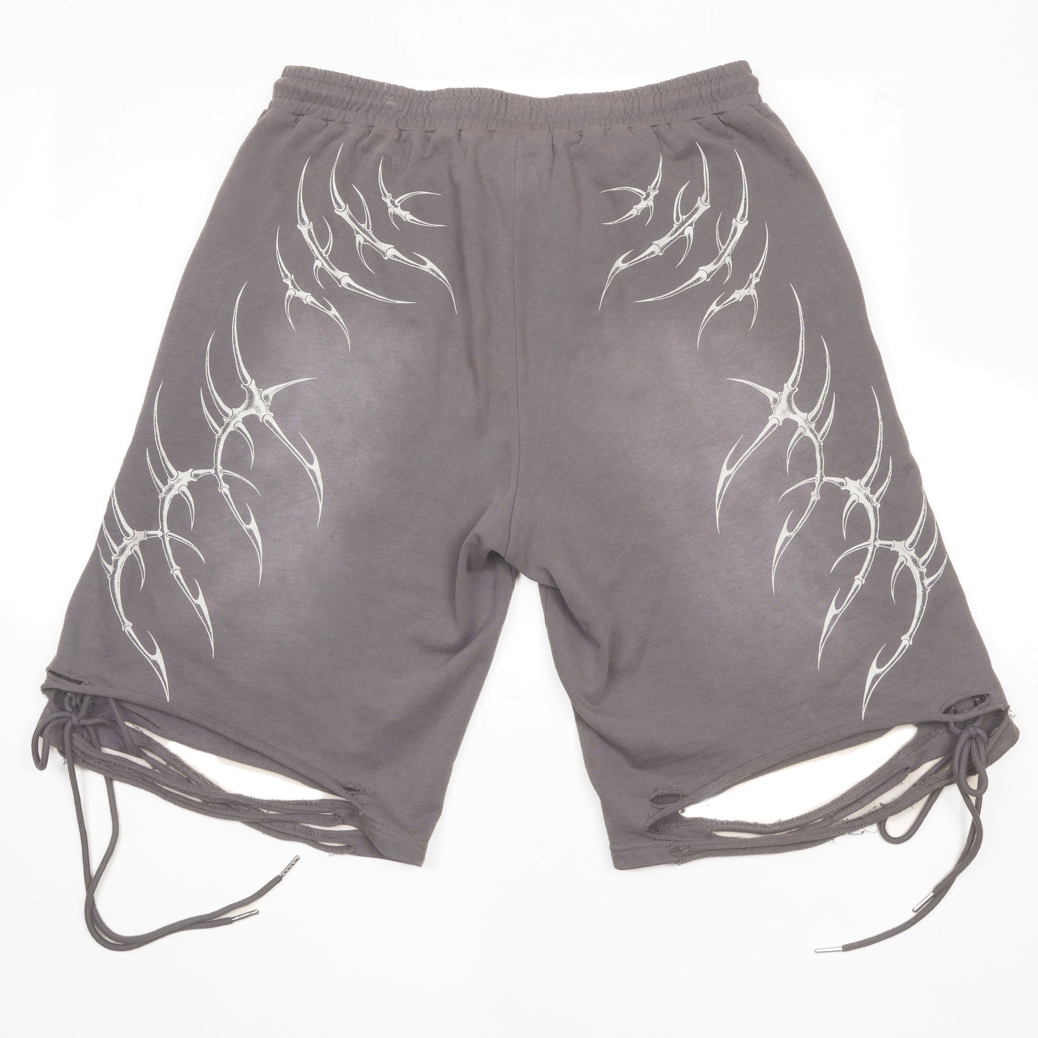 LACED WING SHORTS ( WASHED GREY )