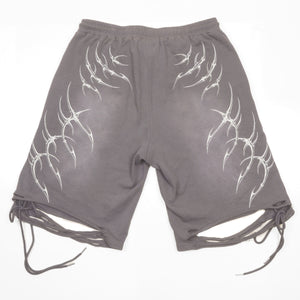 LACED WING SHORTS ( WASHED GREY )