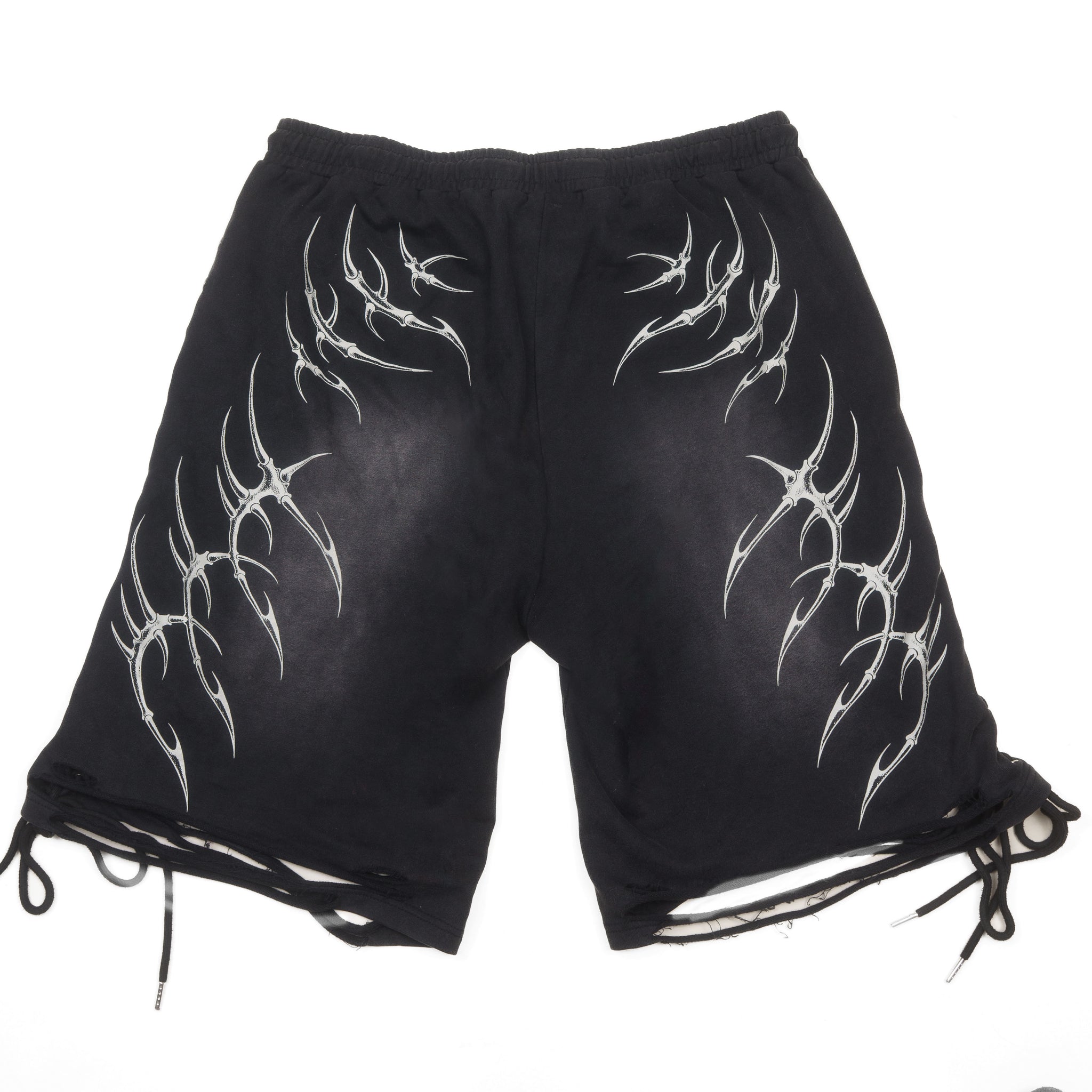 LACED WING SHORTS ( WASHED BLACK )