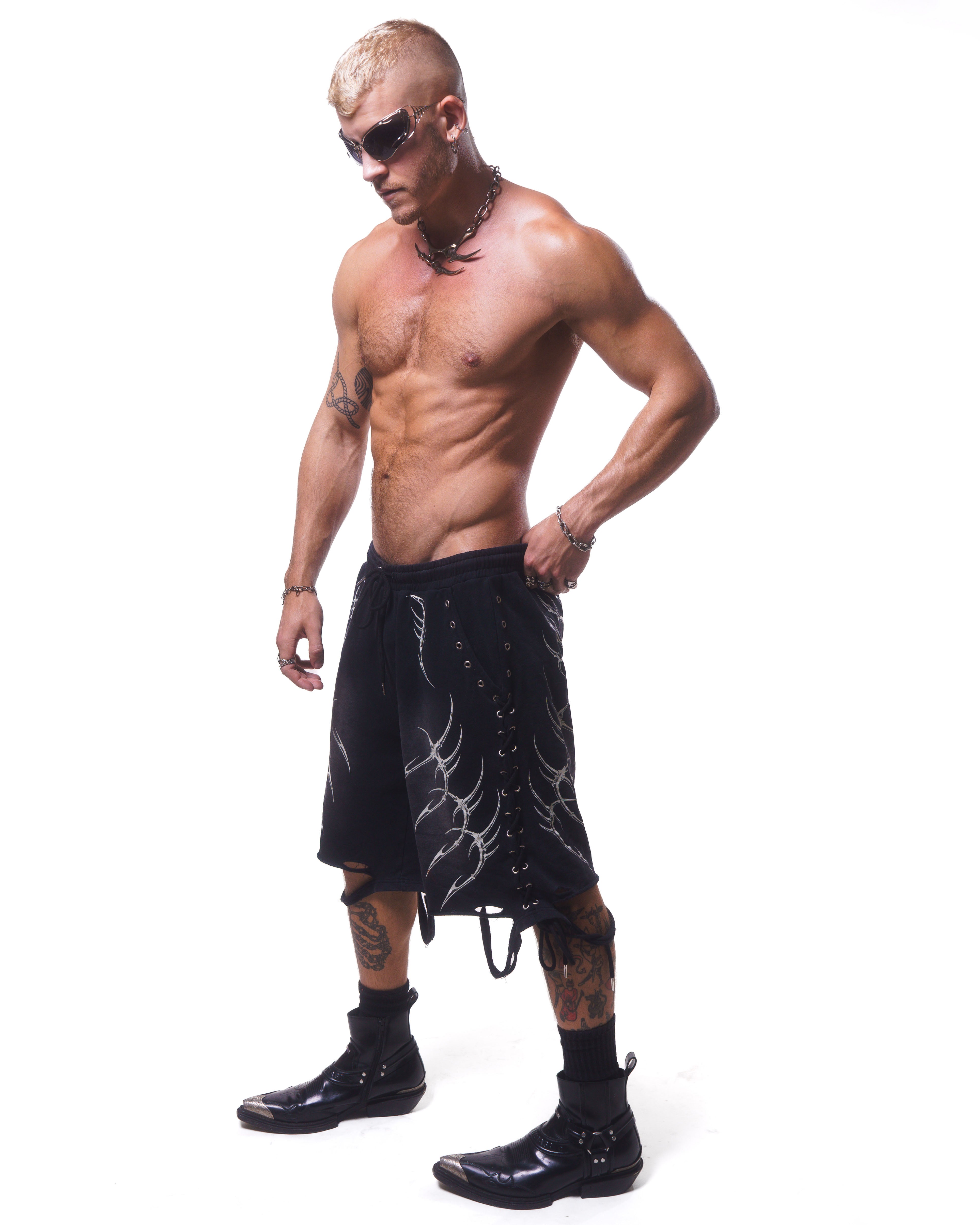 LACED WING SHORTS ( WASHED BLACK ) – Austin James Smith