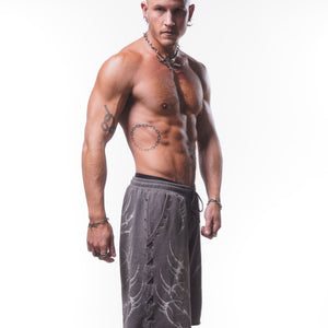 LACED WING SHORTS ( WASHED GREY )