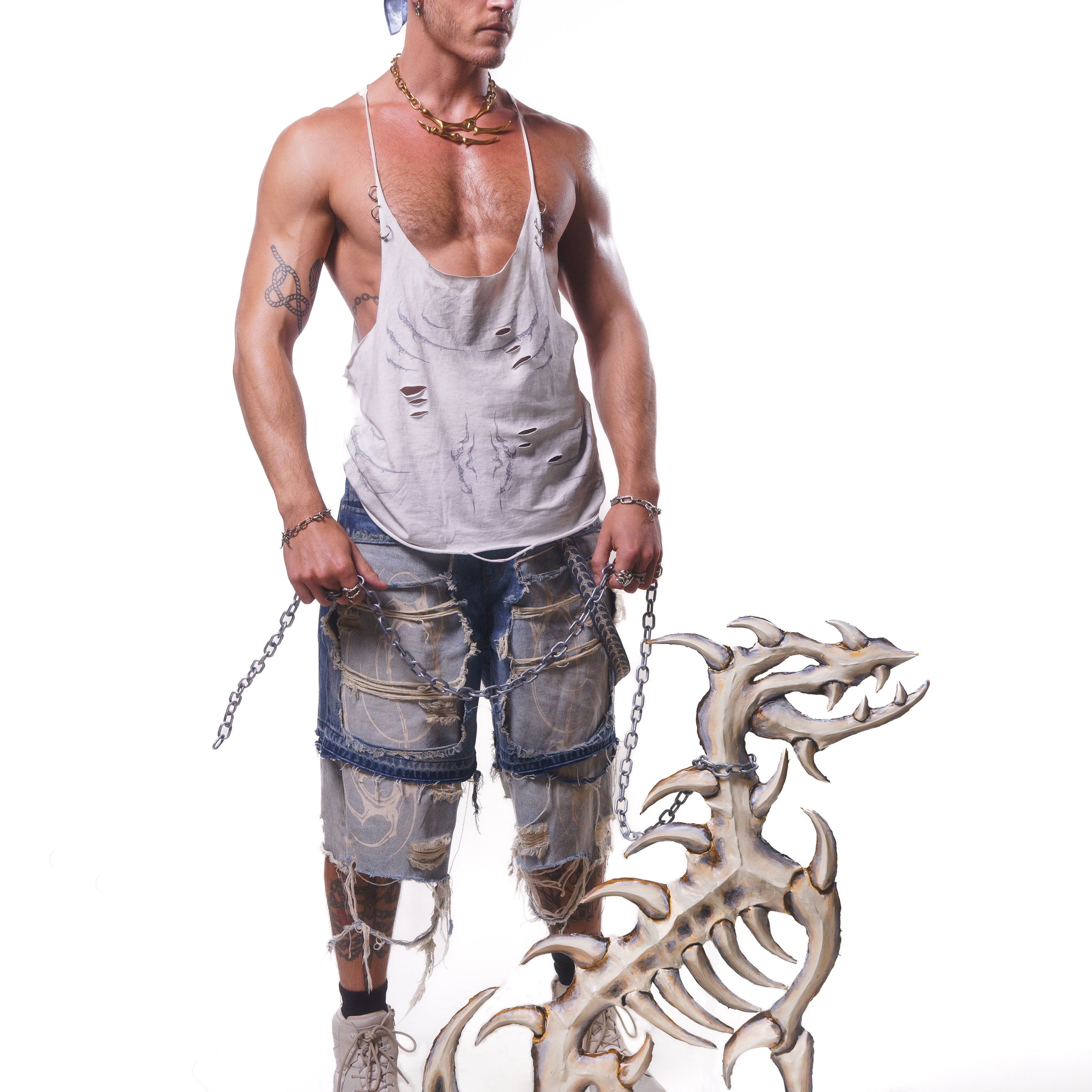 VIPER HARDWARE STRINGER TANK ( ASHED WHITE )