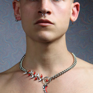 Enamel Sterling Silver  Punk Necklace Pendant Jewelry