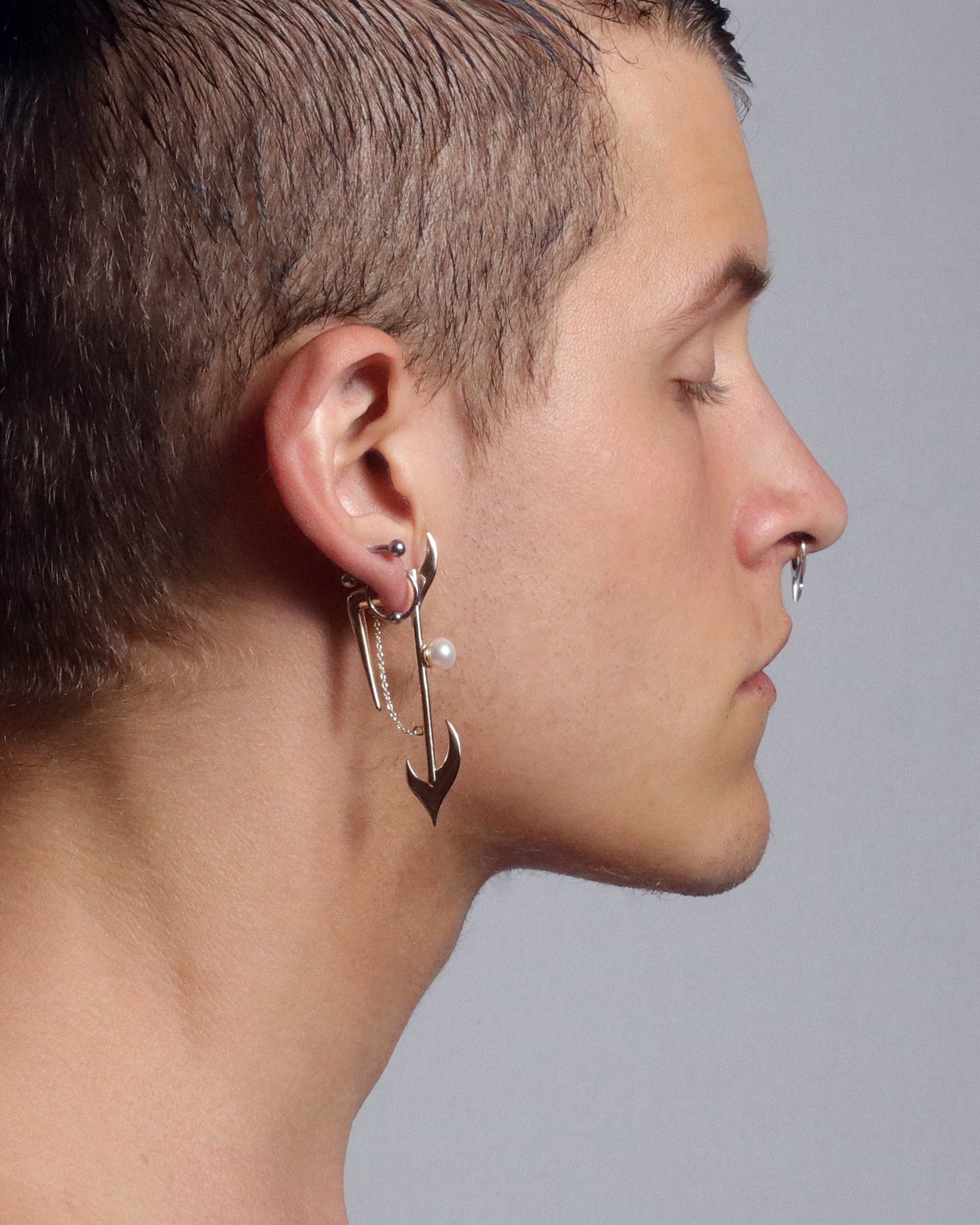 Sterling Silver Punk Earring Pearl Jewelry