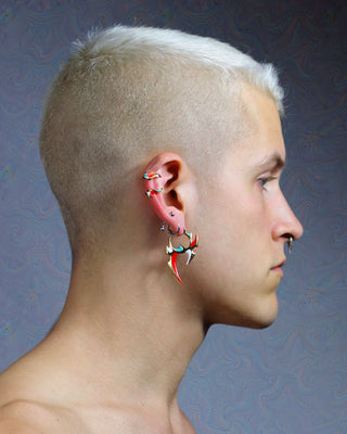 Enamel Sterling Silver Tribal Punk Earring Jewelry
