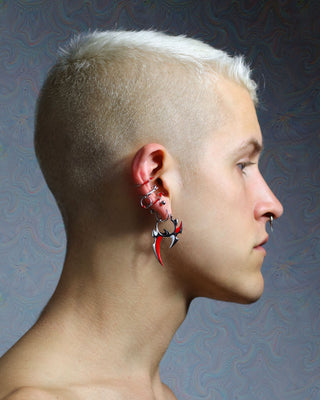 Enamel Sterling Silver Tribal Punk Earring Jewelry