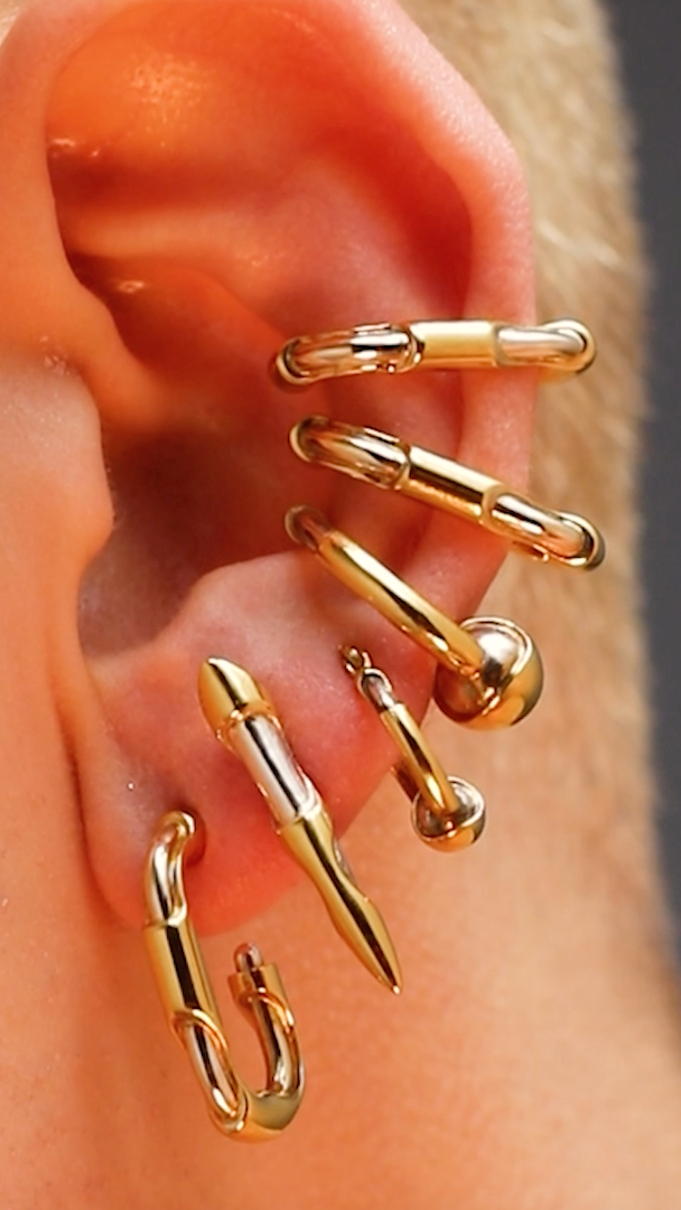 Sterling Silver Punk Futuristic Ear Cuff Jewelry