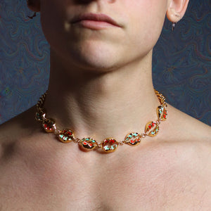 Enamel Sterling Silver Tribal Punk Necklace Jewelry