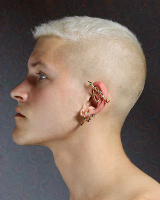 Enamel Sterling Silver Punk Tribal  Ear Cuff Jewelry