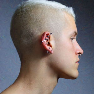 Enamel Sterling Silver Punk Tribal  Ear Cuff Jewelry
