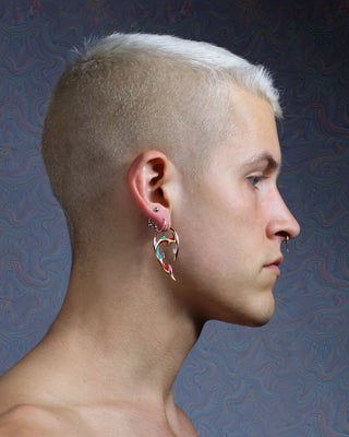 Enamel Sterling Silver Punk Tribal Earring Jewelry