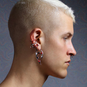 Enamel Sterling Silver Punk Tribal Earring Jewelry