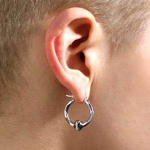 Sterling Silver Punk Futuristic Hoop Earring Jewelry