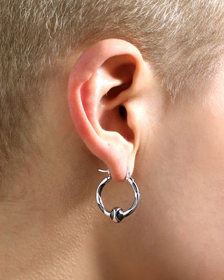 Sterling Silver Punk Futuristic Hoop Earring Jewelry