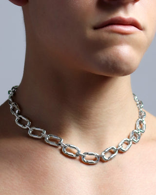Sterling Silver Punk Futuristic Chain Necklace Jewelry